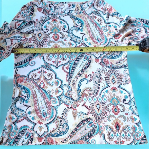 Chico's 100% Cotton Paisley Print T-Shirt - Picture 5 of 6